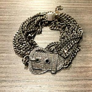 Sterling & Pave Diamond Bracelet